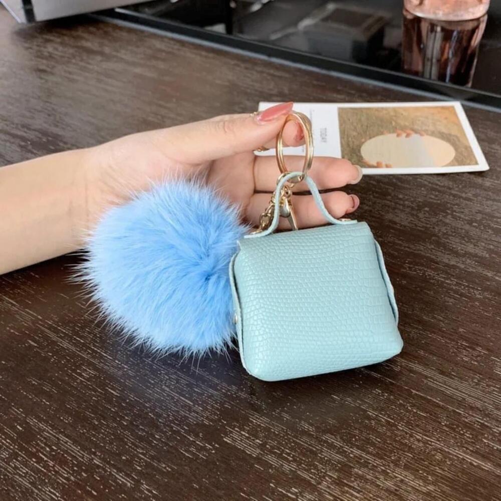 Bag Shaped Keychain In Light Blue - Picture 2 of 4